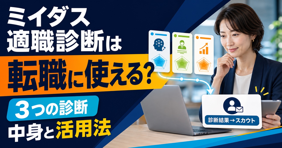 ミイダスの適職診断は転職に使える？3つの診断の中身と活用法を解説