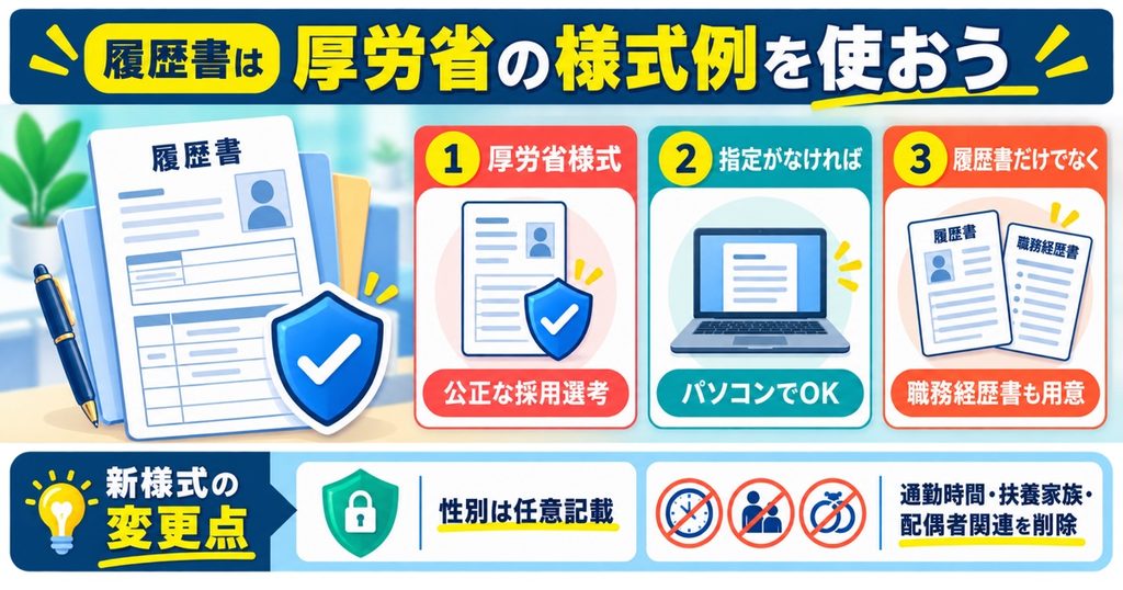 保育士の転職の履歴書は、厚生労働省の様式例を使おう