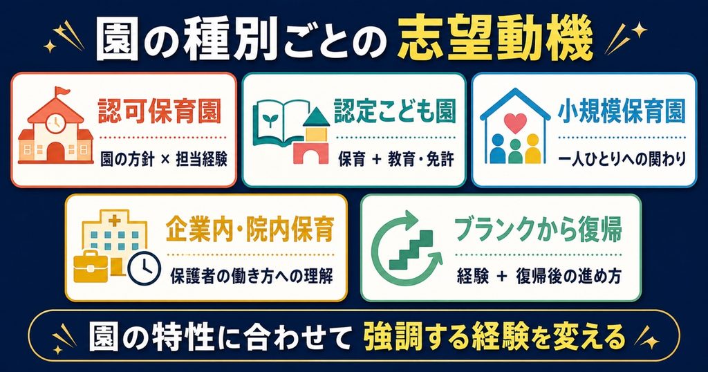 保育士の志望動機|園の種別ごとの例文