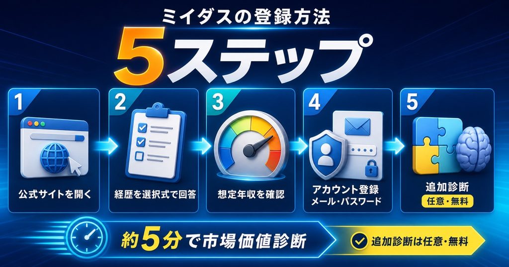 ミイダスの登録方法を5ステップで解説