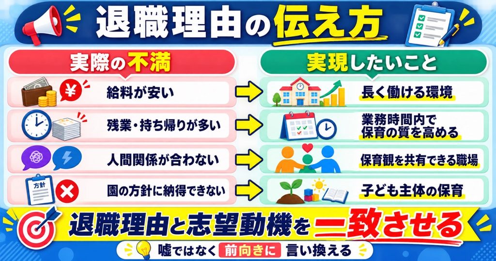 保育士の志望動機とセットで聞かれる「退職理由」の伝え方