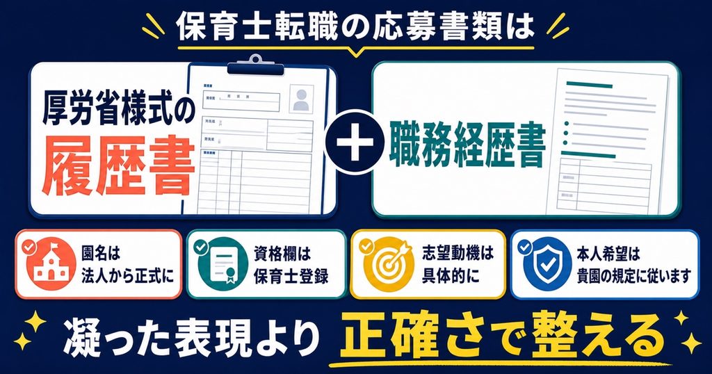 保育士の転職で履歴書を提出するときの注意点